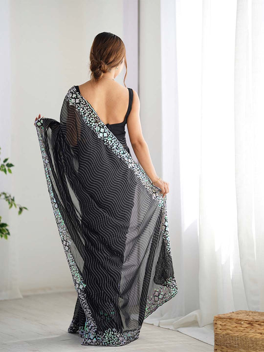 Georgette Party Wear Saree With Blouse Piece