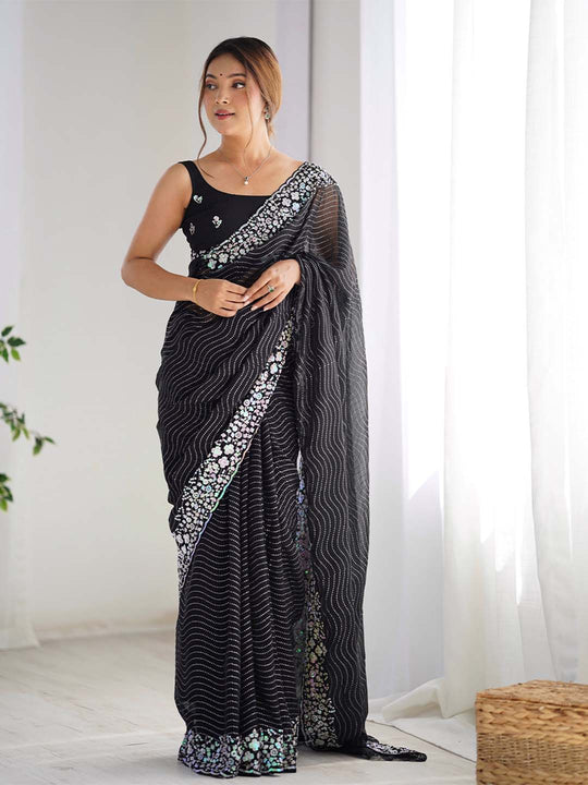 Georgette Party Wear Saree With Blouse Piece