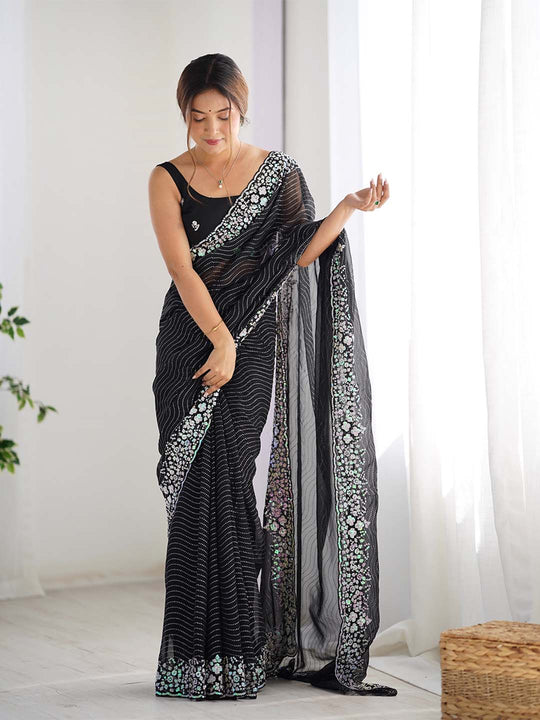 Georgette Party Wear Saree With Blouse Piece