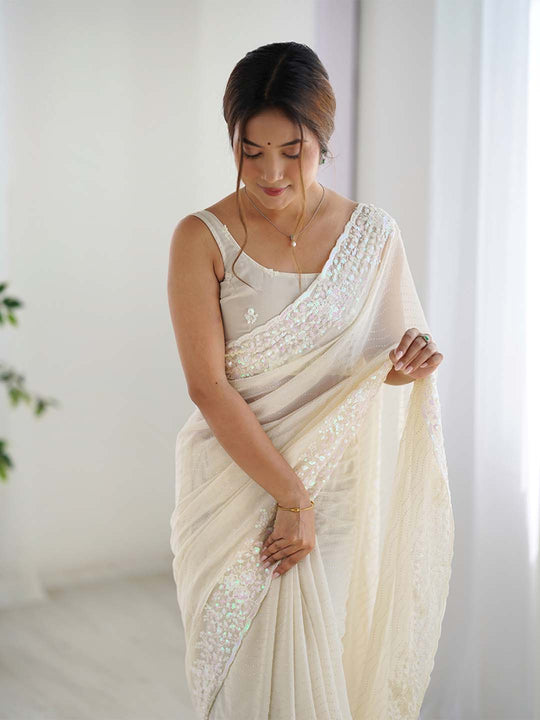 Georgette Party Wear Saree With Blouse Piece