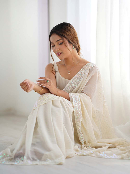 Georgette Party Wear Saree With Blouse Piece