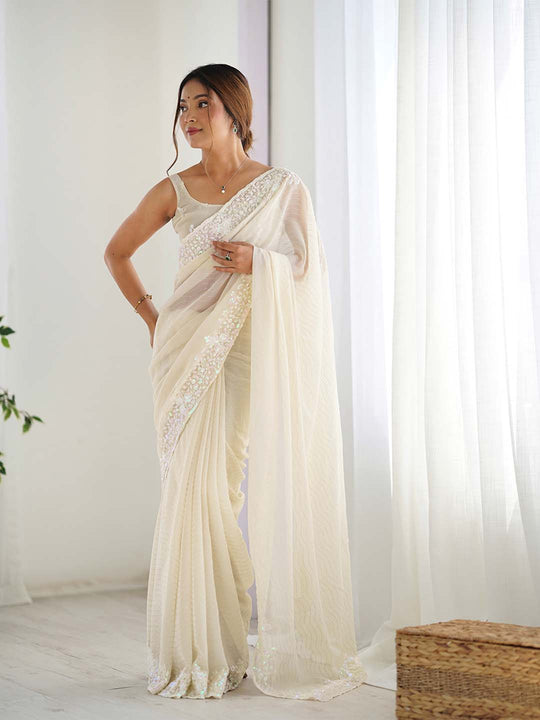 Georgette Party Wear Saree With Blouse Piece