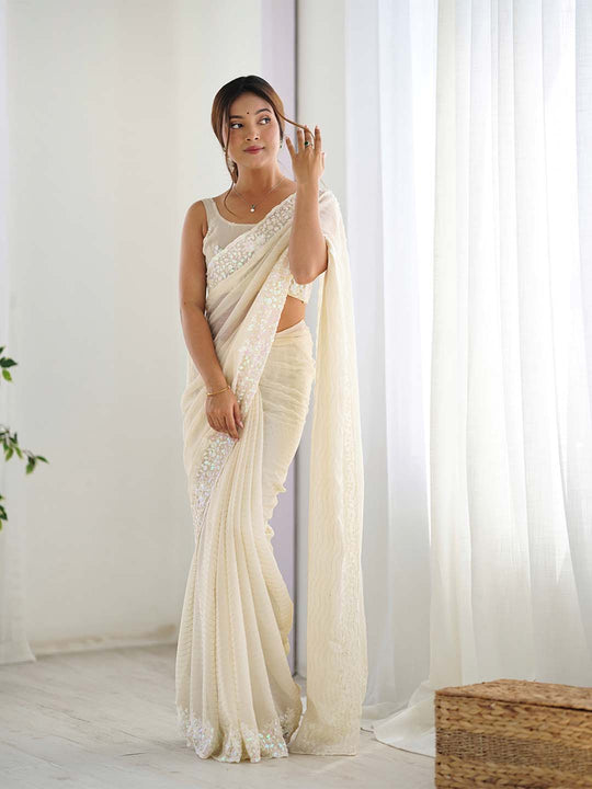 Georgette Party Wear Saree With Blouse Piece