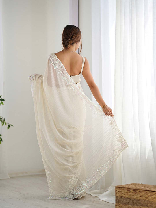 Georgette Party Wear Saree With Blouse Piece