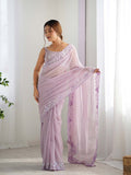 Georgette Party Wear Saree With Blouse Piece