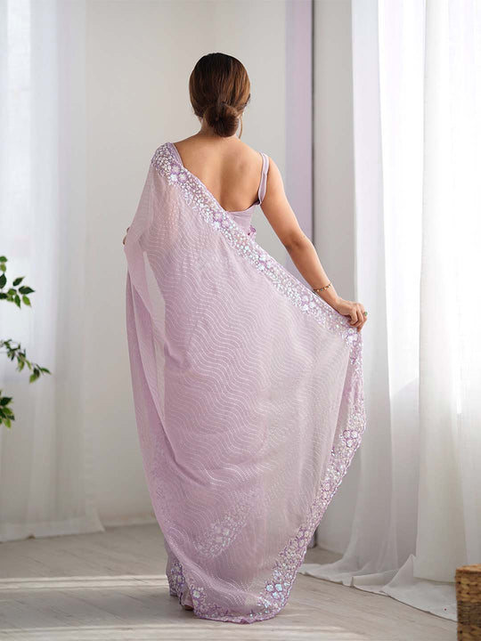 Georgette Party Wear Saree With Blouse Piece