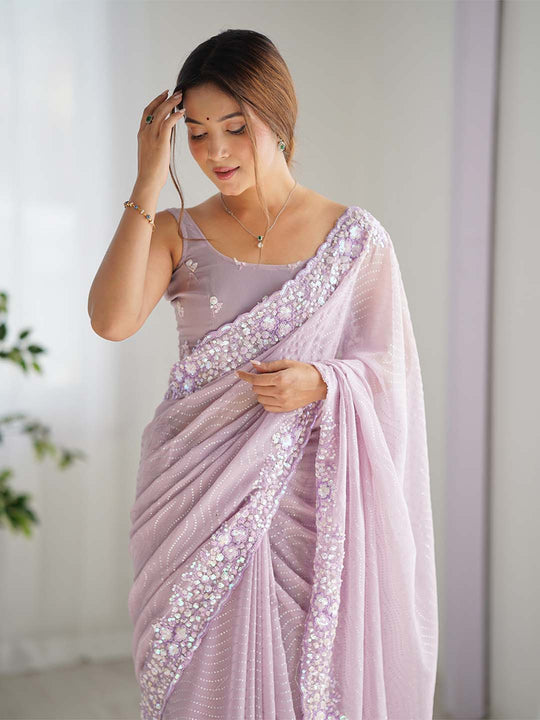 Georgette Party Wear Saree With Blouse Piece