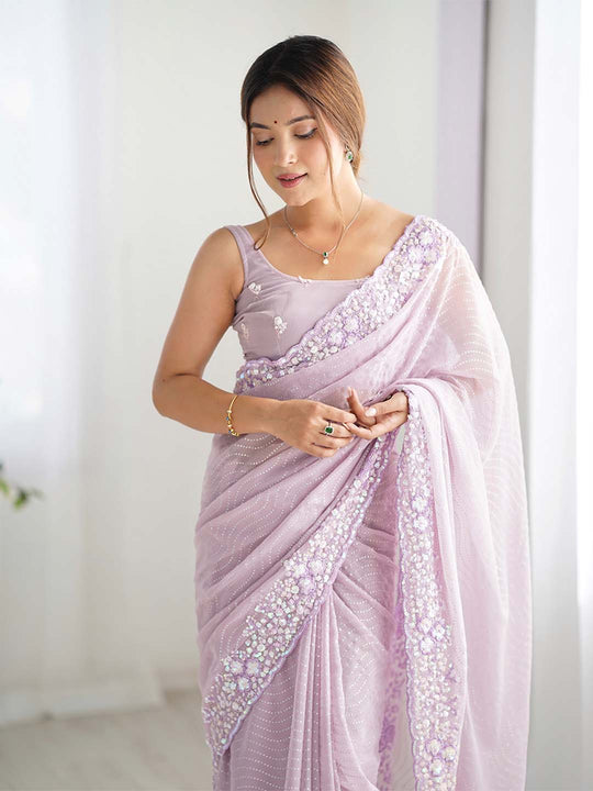 Georgette Party Wear Saree With Blouse Piece