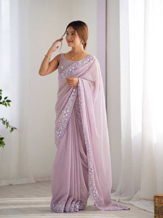 Georgette Party Wear Saree With Blouse Piece