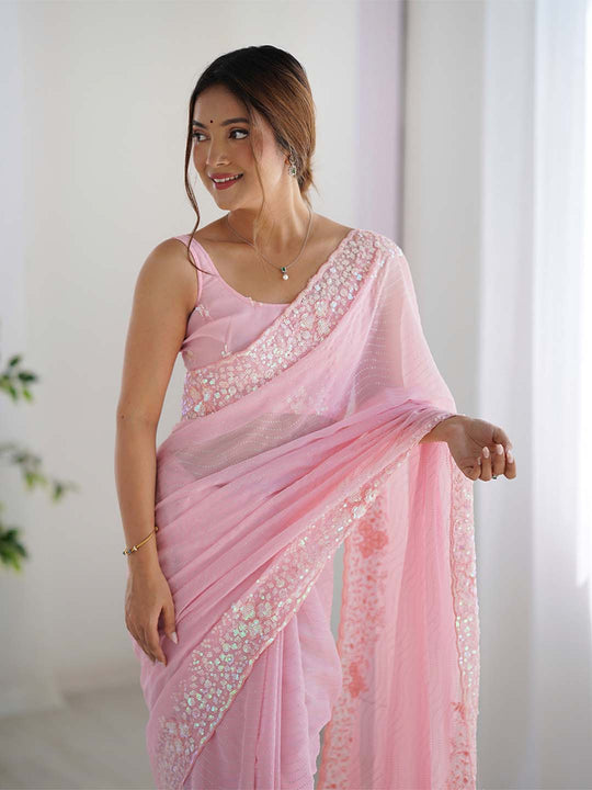 Georgette Party Wear Saree With Blouse Piece