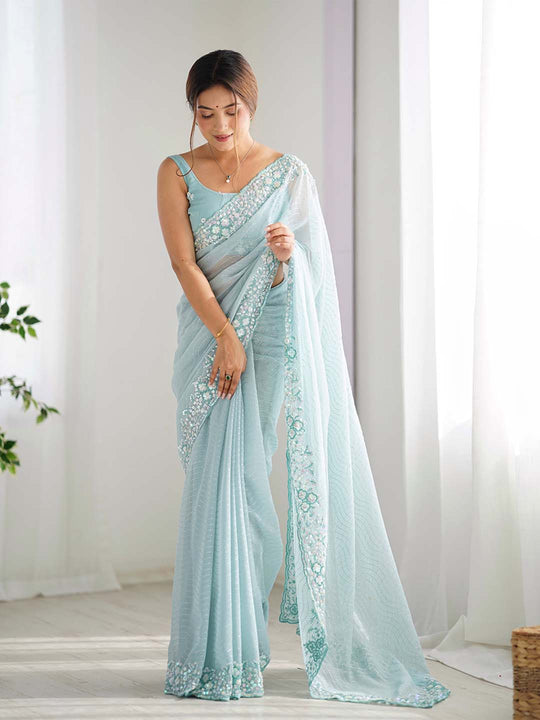 Georgette Party Wear Saree With Blouse Piece