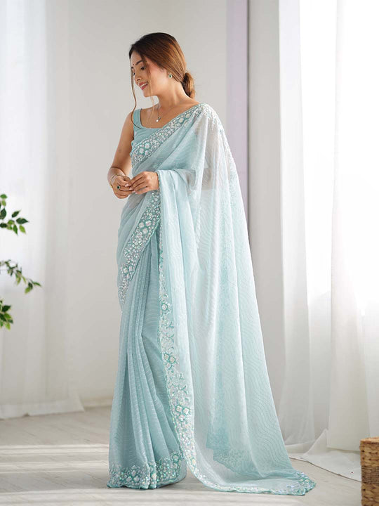 Georgette Party Wear Saree With Blouse Piece