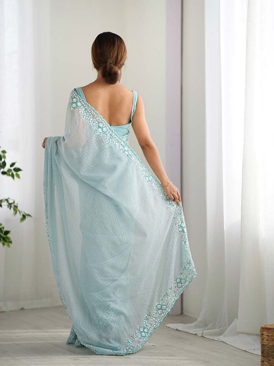 Georgette Party Wear Saree With Blouse Piece