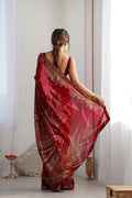Maroon Soft Georgette Sequins Embroidery Work Saree With Blouse Piece
