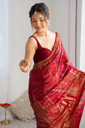 Maroon Soft Georgette Sequins Embroidery Work Saree With Blouse Piece
