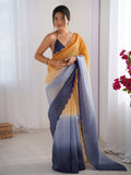 Yellow Crunchy Padding Arco Border Lace Saree With Blouse Piece