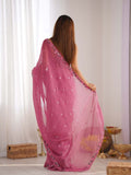 Pixel Silk Saree With Sequins Embroidery Thread Work  With Blouse Piece