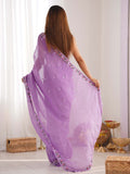 Pixel Silk Saree With Sequins Embroidery Thread Work  With Blouse Piece