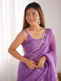 Pixel Silk Saree With Sequins Embroidery Thread Work  With Blouse Piece