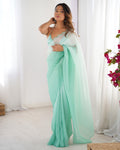 Crunchy Padding Acro Border Lace Ultra Satin Embroidered Saree
