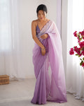 Crunchy Padding Acro Border Lace Ultra Satin Embroidered Saree