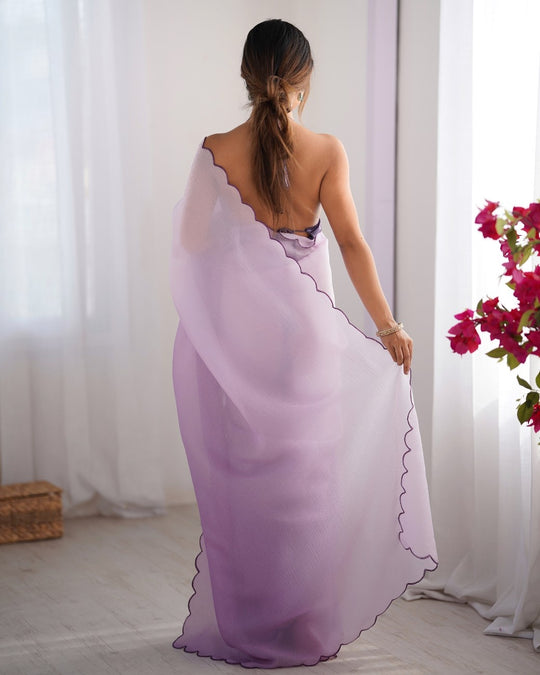 Crunchy Padding Acro Border Lace Ultra Satin Embroidered Saree