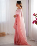 Crunchy Padding Acro Border Lace Ultra Satin Embroidered Saree