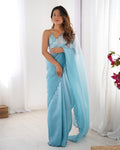 Crunchy Padding Acro Border Lace Ultra Satin Embroidered Saree