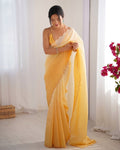 Crunchy Padding Acro Border Lace Ultra Satin Embroidered Saree