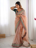Banarasi Crush Lace Border Saree With Sequins And Cording Embroidery Work With Blouse Piece