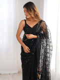 Soft Net Party Wear Saree With Blouse Piece