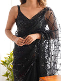 Soft Net Party Wear Saree With Blouse Piece