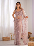 Soft Net Party Wear Saree With Blouse Piece