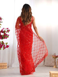Soft Net Party Wear Saree With Blouse Piece