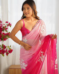 Multi Colour Pure Georgette Padding Sequins Embroidery Work Blouse Fabric Ultra Sattin 
 Saree With Blouse Piece