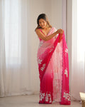 Multi Colour Pure Georgette Padding Sequins Embroidery Work Blouse Fabric Ultra Sattin 
 Saree With Blouse Piece