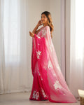 Multi Colour Pure Georgette Padding Sequins Embroidery Work Blouse Fabric Ultra Sattin 
 Saree With Blouse Piece