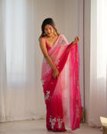 Multi Colour Pure Georgette Padding Sequins Embroidery Work Blouse Fabric Ultra Sattin 
 Saree With Blouse Piece