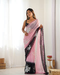 Multi Colour Pure Georgette Padding Sequins Embroidery Work Blouse Fabric Ultra Sattin 
 Saree With Blouse Piece