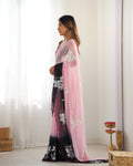 Multi Colour Pure Georgette Padding Sequins Embroidery Work Blouse Fabric Ultra Sattin 
 Saree With Blouse Piece