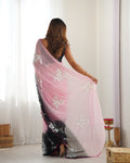 Multi Colour Pure Georgette Padding Sequins Embroidery Work Blouse Fabric Ultra Sattin 
 Saree With Blouse Piece