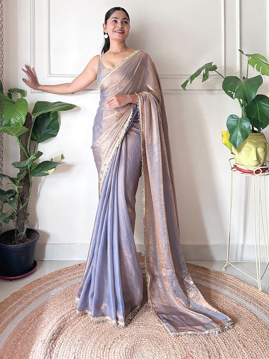 Space Silk Party Wear Saree With Blouse Piece