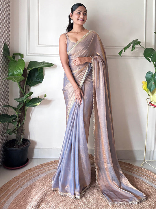 Space Silk Party Wear Saree With Blouse Piece