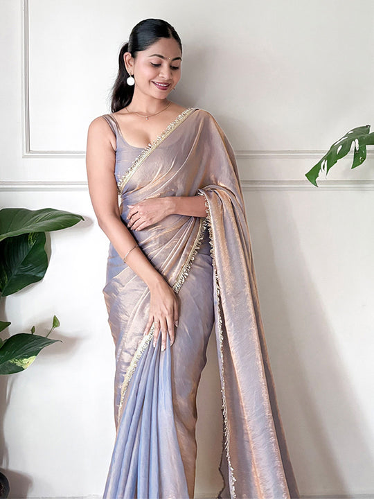 Space Silk Party Wear Saree With Blouse Piece