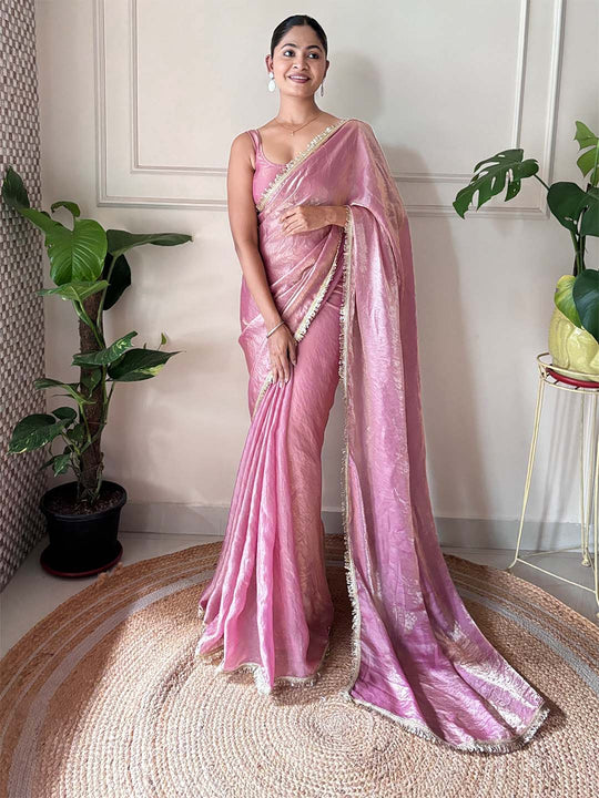 Space Silk Party Wear Saree With Blouse Piece