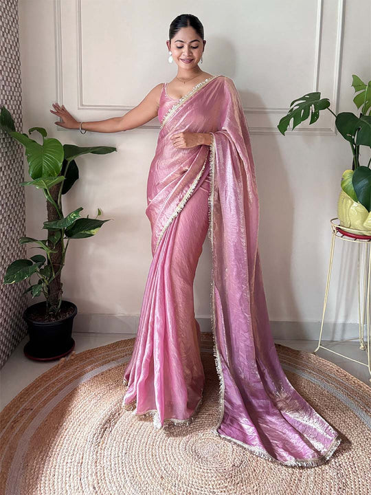 Space Silk Party Wear Saree With Blouse Piece