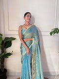 Space Silk Party Wear Saree With Blouse Piece