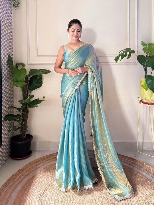Space Silk Party Wear Saree With Blouse Piece