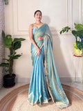 Space Silk Party Wear Saree With Blouse Piece