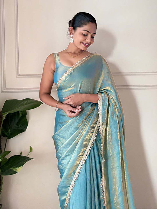 Space Silk Party Wear Saree With Blouse Piece